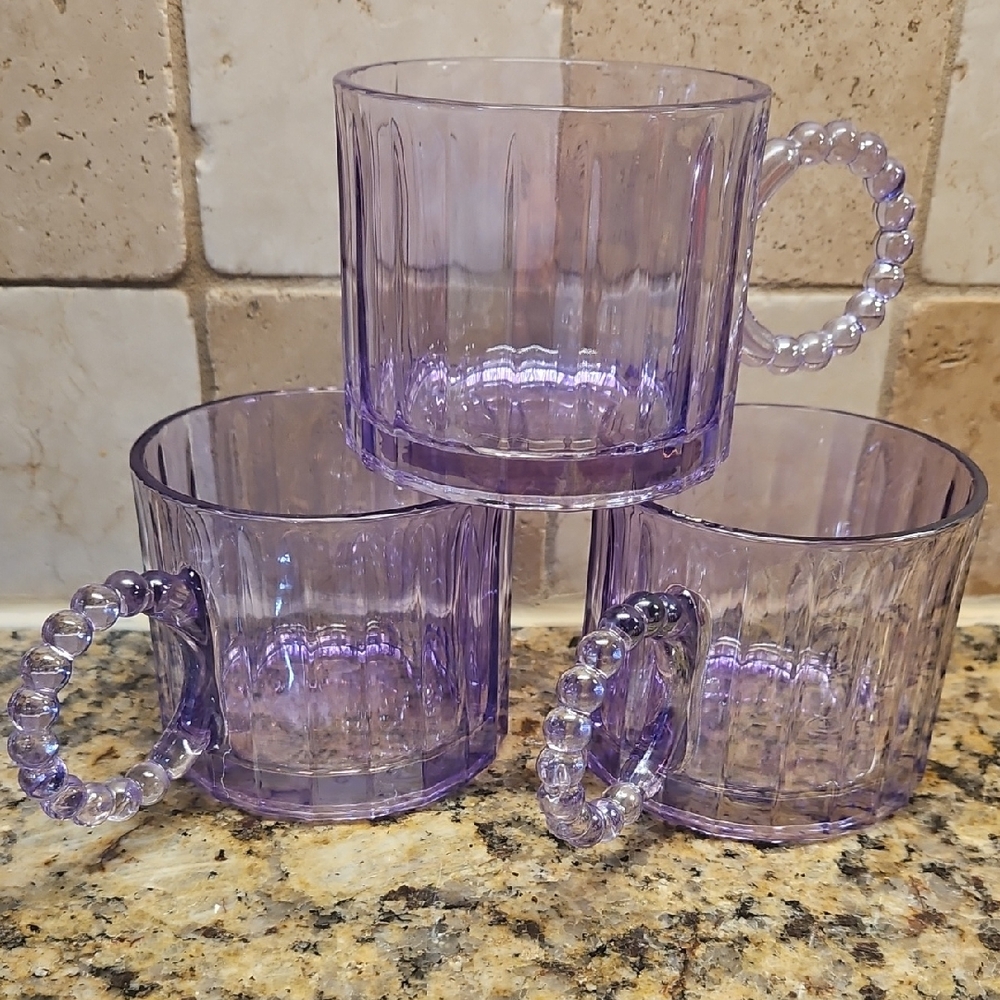 Purple Glass‎ Mugs Set Of 3